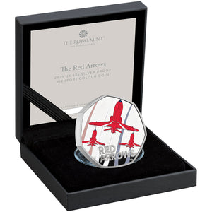 2025 UK 50p The Red Arrows Colour Silver Proof Piedfort Coin