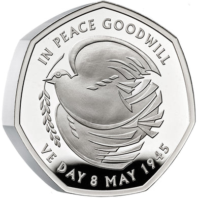 2025 UK 50p VE Day PIEDFORT Silver Proof