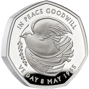 2025 UK 50p VE Day PIEDFORT Silver Proof