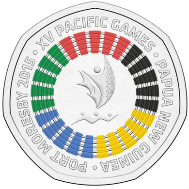 2015 PNG 50t XV Pacific Games Coloured Unc Coin