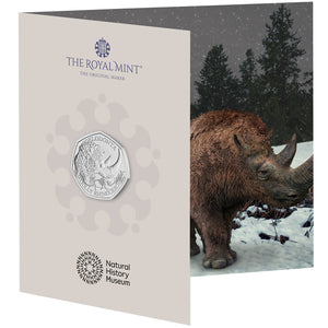 2024 UK 50p Ice Age - Woolly Rhino BU Coin