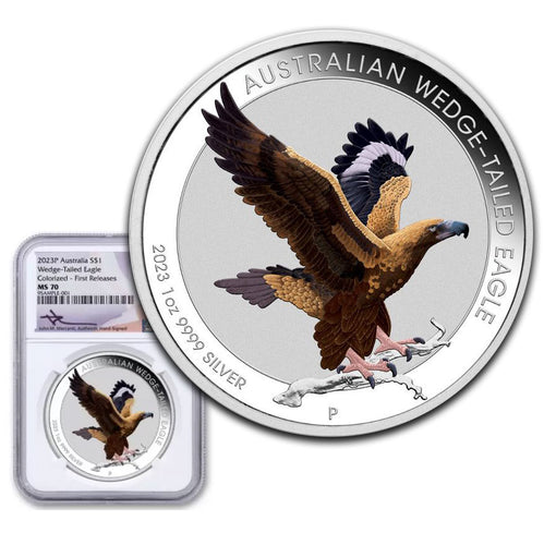 2023 $1 Wedge Tailed Eagle Colour MS70 1oz Silver Coin
