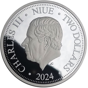 2024 Niue $2 Fact or Fiction: Drop Bear 1oz Silver Coin