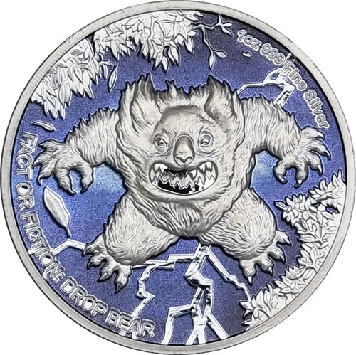2024 Niue $2 Fact or Fiction: Drop Bear 1oz Silver Coin