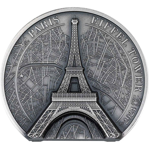 2024 Cook Isl. $10 Eiffel Tower 2oz Silver Coin
