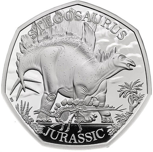 2024 UK 50p Dinosaurs - Stegosaurus Silver Proof