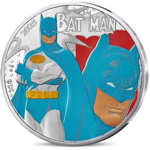 2025 France 50€ DC Comics 90th Ann: Batman Colour Silver Coin