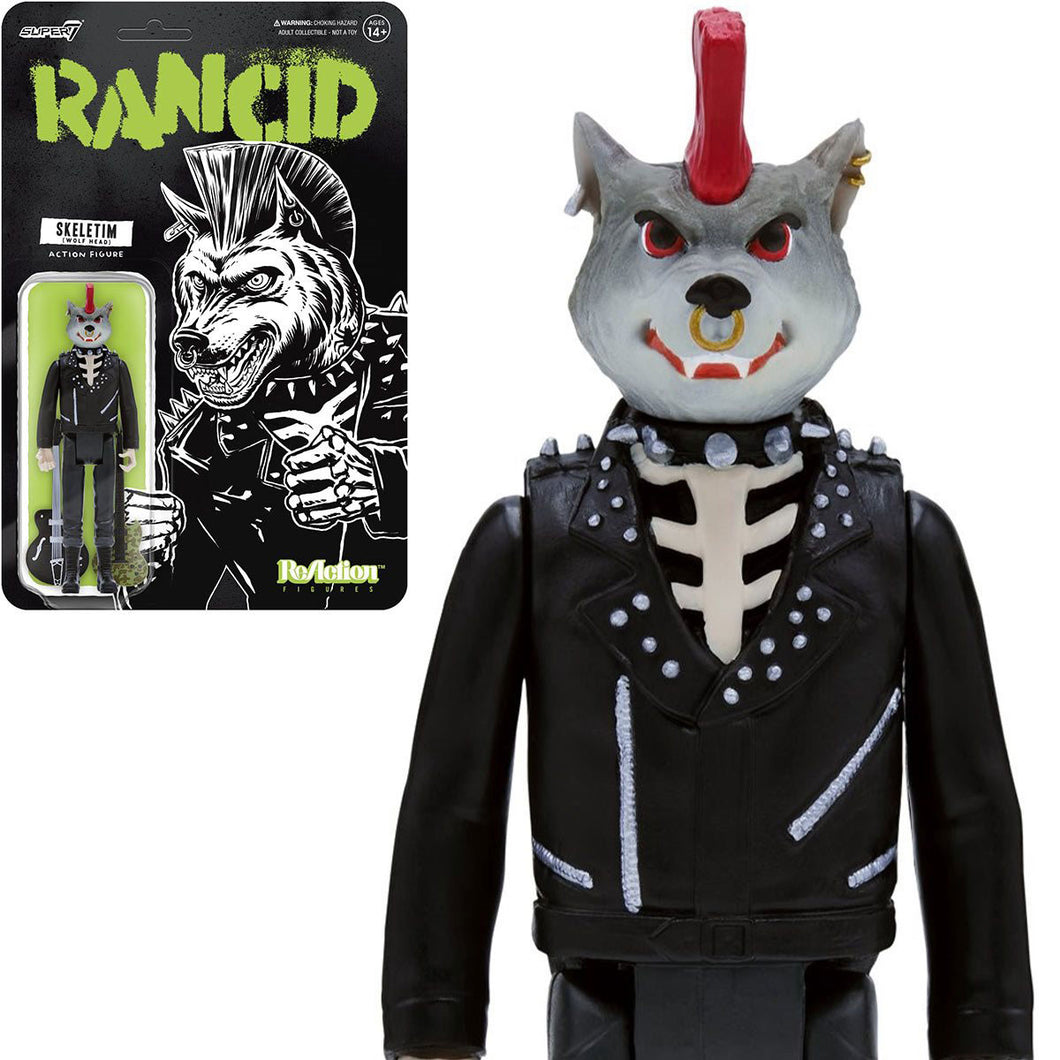 Rancid Punk Skeletim Wolf Head 3 3/4-Inch ReAction Figure - dented BLISTER/bent card