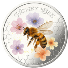 2026 Solomon Isl. 50c Water Colour Honey Bee Silver-Plated Coin