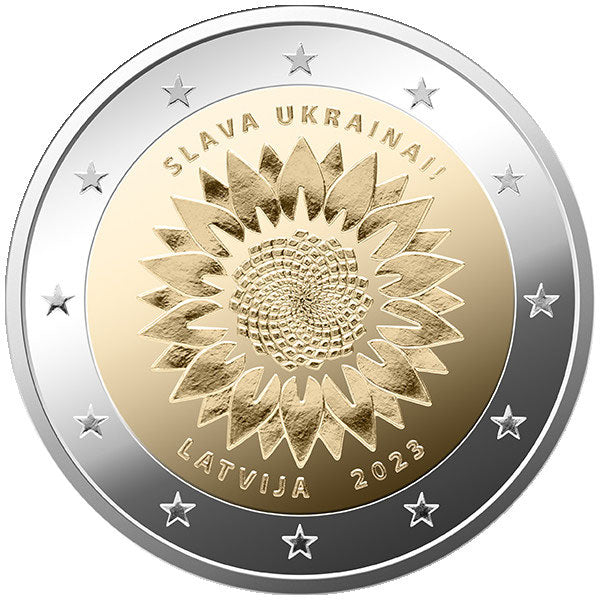 2023 Latvia 2€ Sunflowers for Ukraine BU
