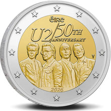 2026 Ireland 2€ U2 Brilliant Uncirculated Coin on CARD