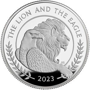 2023 UK £5 Lion & The Eagle 2oz Silver Proof Coin