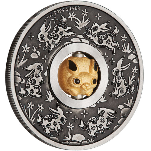 2023 $1 Rotating Rabbit Charm 1oz Silver Coin