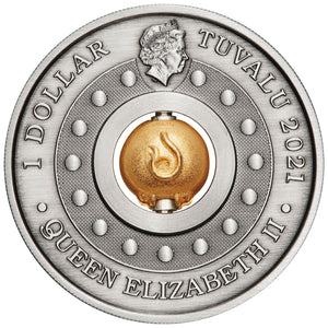 2021 Tuvalu $1 Year of the Ox Rotating Charm 1oz Silver Coin