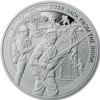 2018 NZ $1 1918 Back from the Brink 1oz Silver Proof Coin