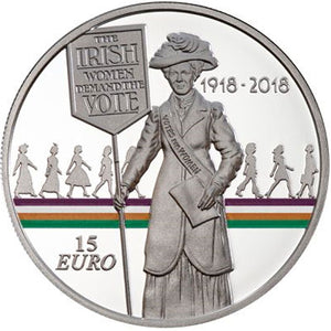 2018 Ireland 15€ Women's Right to Vote 100yrs Silver Proof