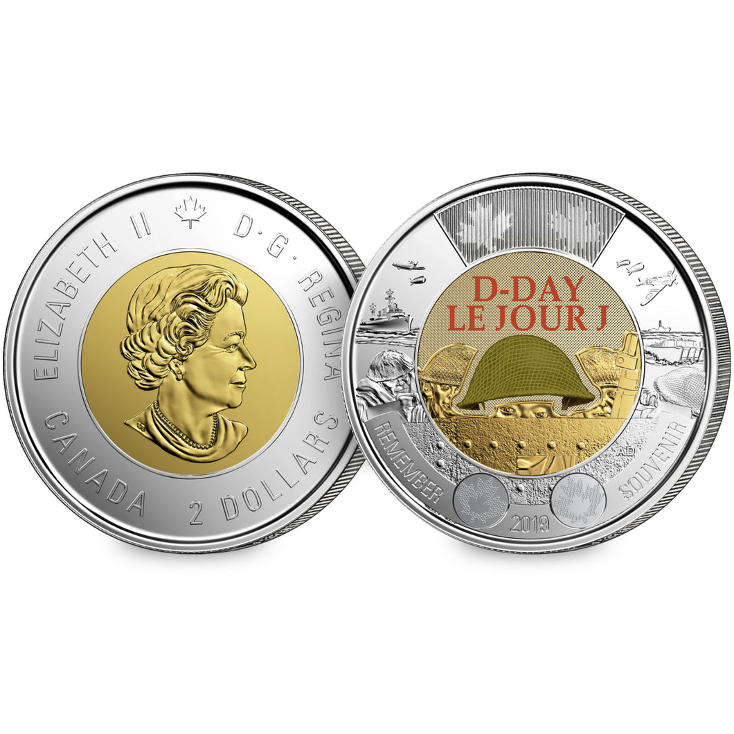 2019 Canada $2 D-Day Coloured Uncirculated Coin