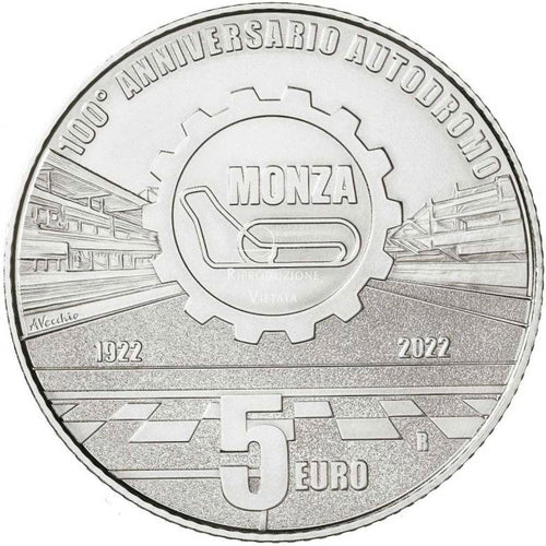 2022 Italy 5€ Monza F1 100 Years Silver Coin
