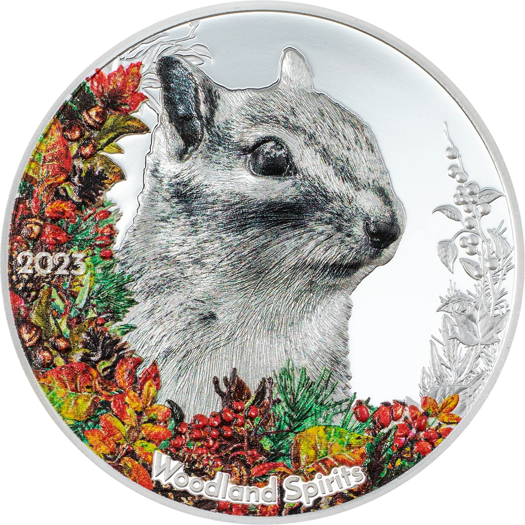 2023 Mongolia 500Tg Woodland Spirits - Chipmunk 1oz Silver Coin