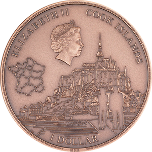 2023 Cook Isl. $1 Mont-Saint-Michel 50g Copper Coin