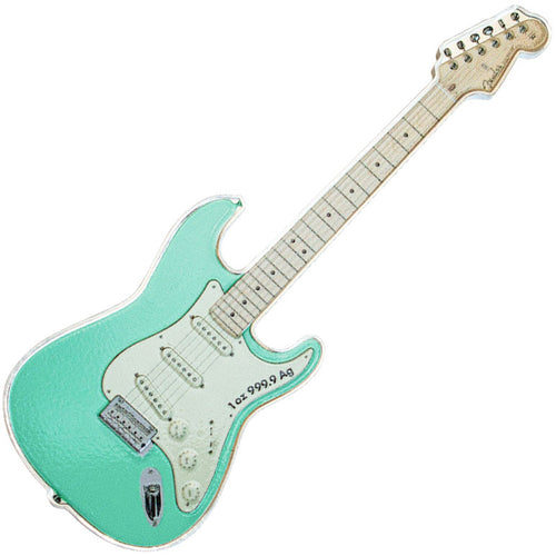 2022 Sol. Isl. $2 Fender Surf Green Stratocaster 1oz Silver Proof