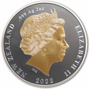 2022 NZ $2 Kiwi Gold-Plated 2oz Silver Proof Coin