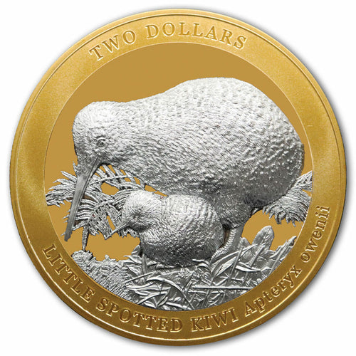 2022 NZ $2 Kiwi Gold-Plated 2oz Silver Proof Coin