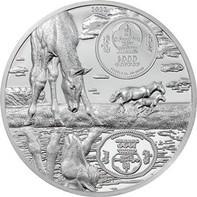 2022 Mongolia 1000Tg Stallions 2oz Silver Coin