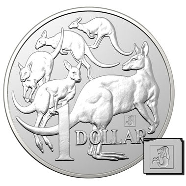 2019 $1 Mob of 'Roos Merlion Privy 1oz Silver BU