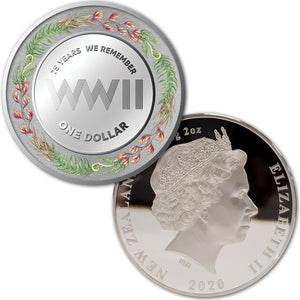 2020 NZ $1 End of WWII 2oz Silver Proof
