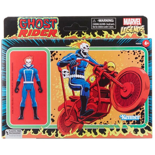 Marvel Legends Retro Ghost Rider 3 3/4-Inch Action Figure with Motorcycle