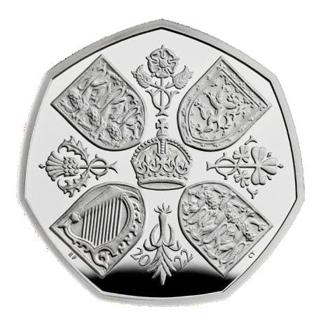 2022 UK 50p Queen Elizabeth II Memorial - Arms Piedfort Silver Proof