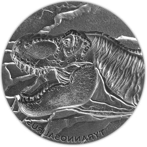 2022 Chad 10,000Fr Tyrannosaurus - Lost Giant Dinosaur 2oz Silver Pair