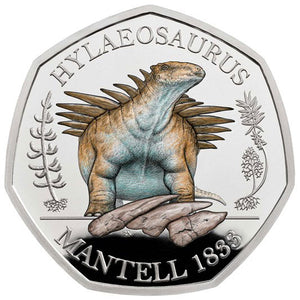 2020 UK 50p Dinosaurs - Hylaeosaurus Colour Silver Proof