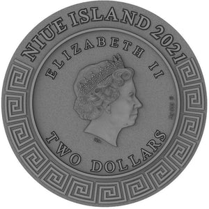 2021 Niue $2 Gods - Zeus 2oz Silver Coin